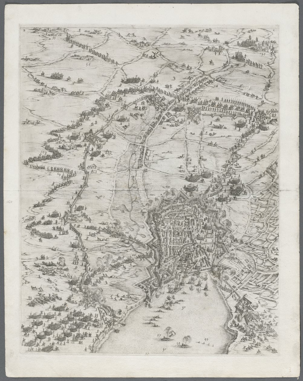 Beleiringen av La Rochelle: Plate 6 av Jacques Callot