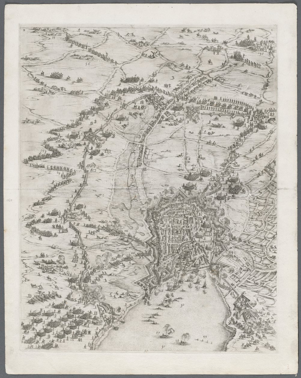 Beleiringen av La Rochelle: Plate 6, 1628-1630. av Jacques Callot