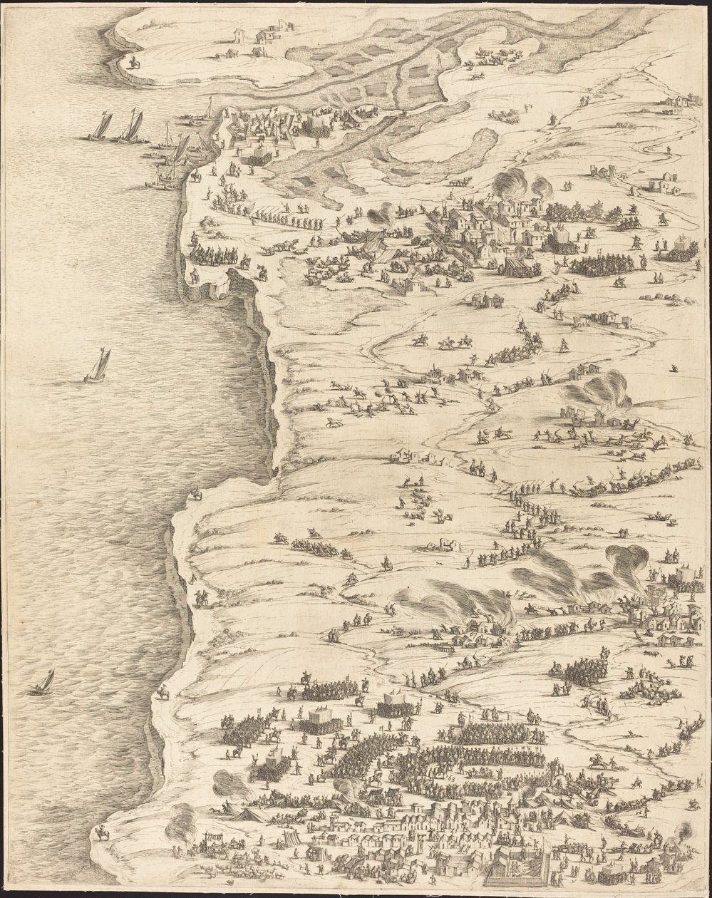 Beleiringen av La Rochelle [plate 5 av 16; sett består av 1952.8.97-112] av Jacques Callot
