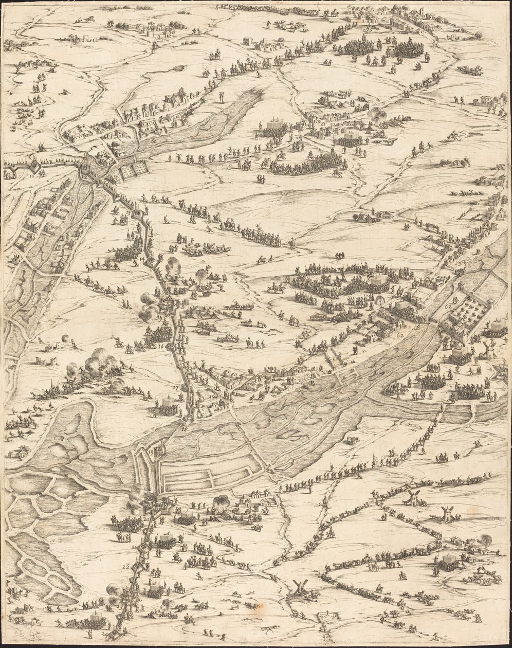 Beleiringen av La Rochelle [plate 7 av 16; sett består av 1952.8.97-112] av Jacques Callot