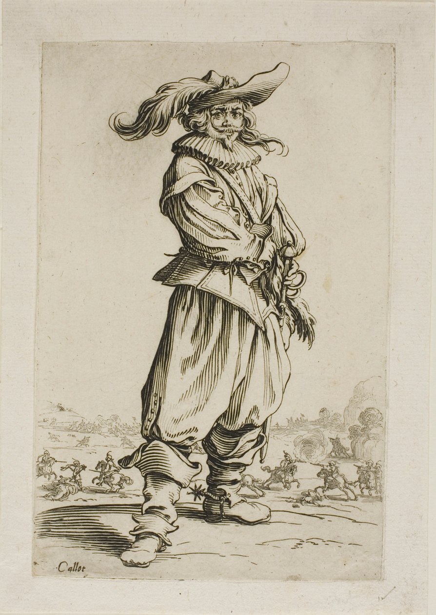 The Soldier with a Plumed Hat, plate tre fra La Noblesse av Jacques Callot