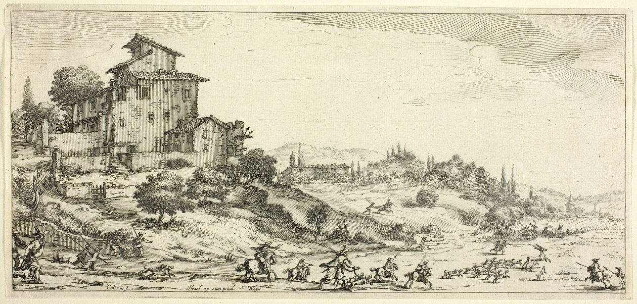 Stag Hunt, fra forskjellige scener designet i Firenze av Jacques Callot