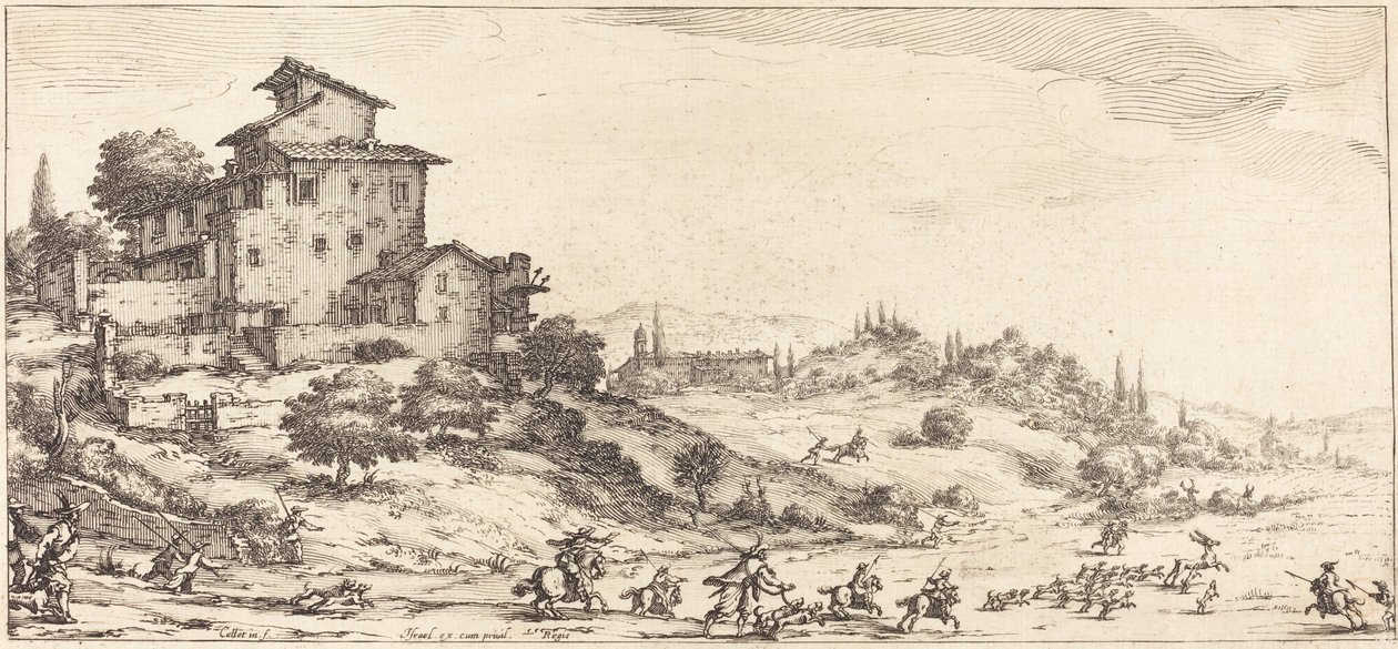 Stag Hunt, sannsynligvis ca. 1630. av Jacques Callot