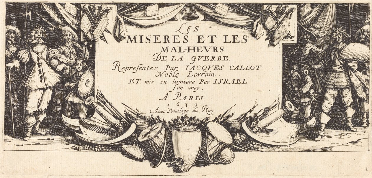 Tittelside for "The Large Miseries of War" av Jacques Callot