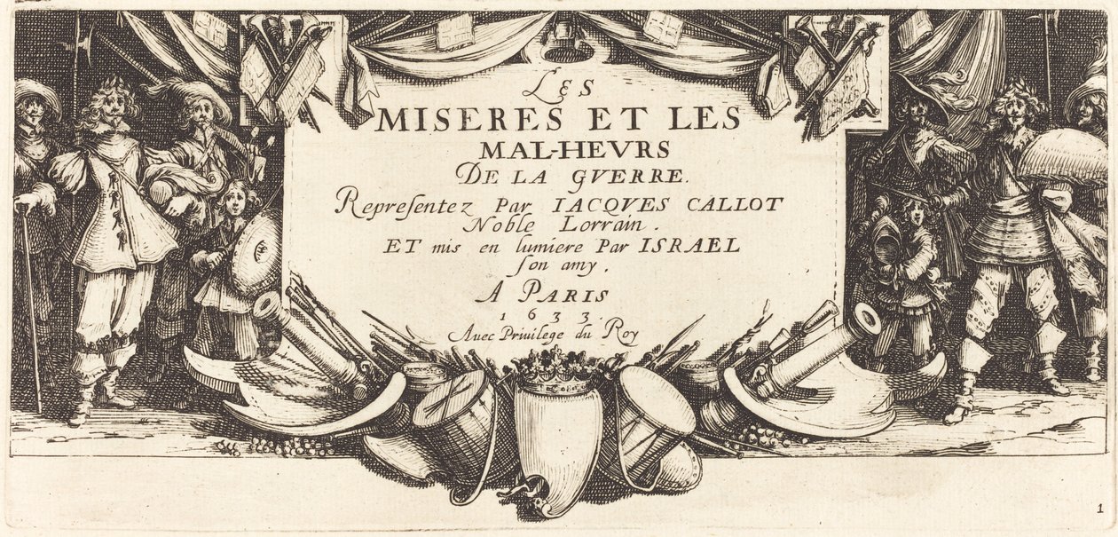 Tittelside for The Large Miseries of War, ca. 1633. av Jacques Callot