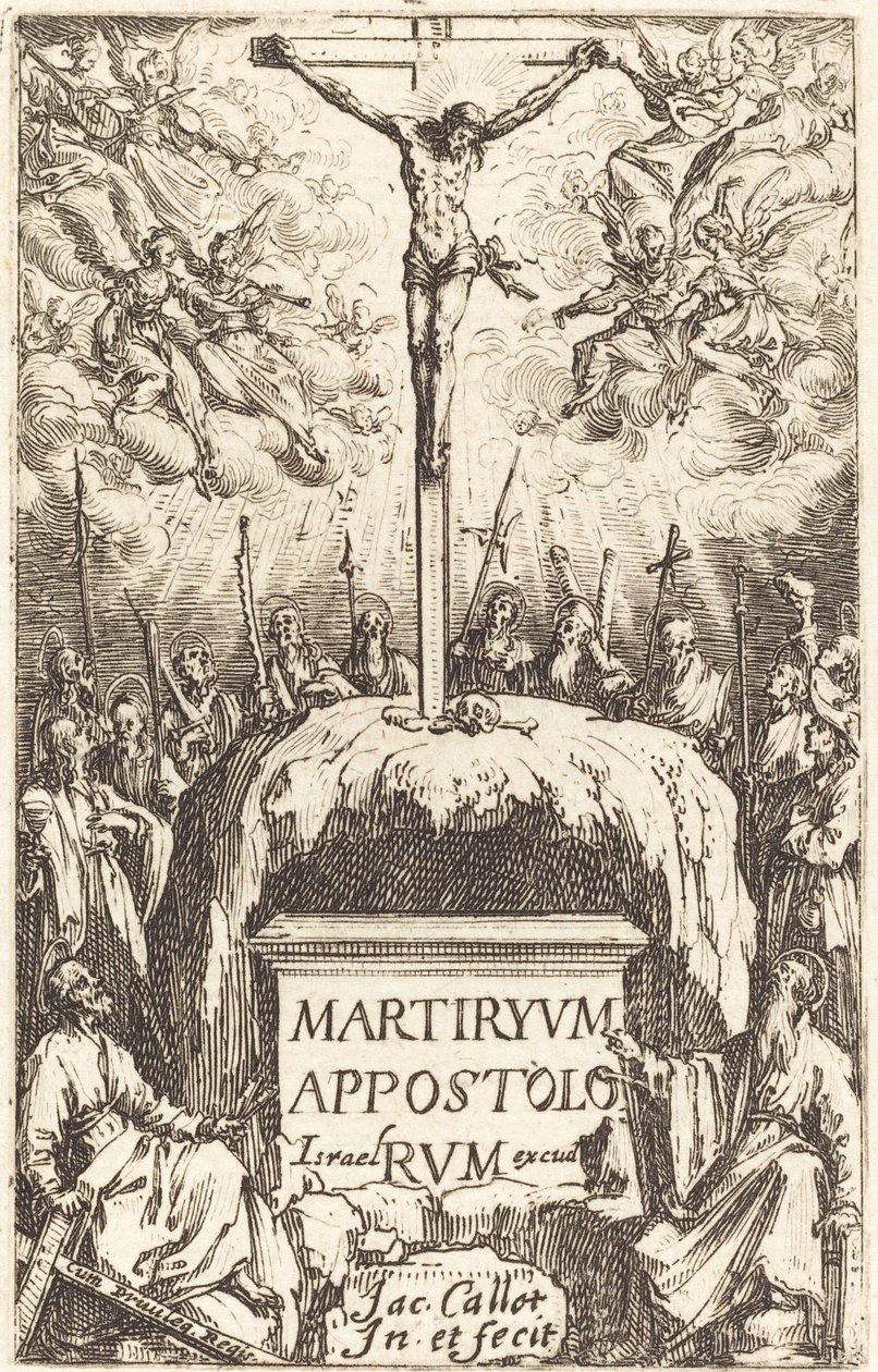 Tittelside for "Apostlenes martyrdommer" av Jacques Callot