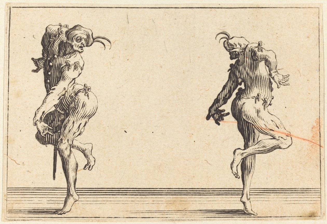 To Pantaloons danser, ca. 1622. av Jacques Callot