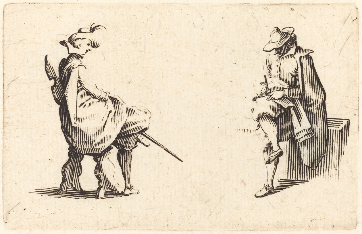 To sittende figurer av Jacques Callot