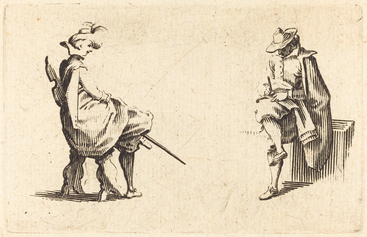 To sittende figurer, ca. 1622. av Jacques Callot
