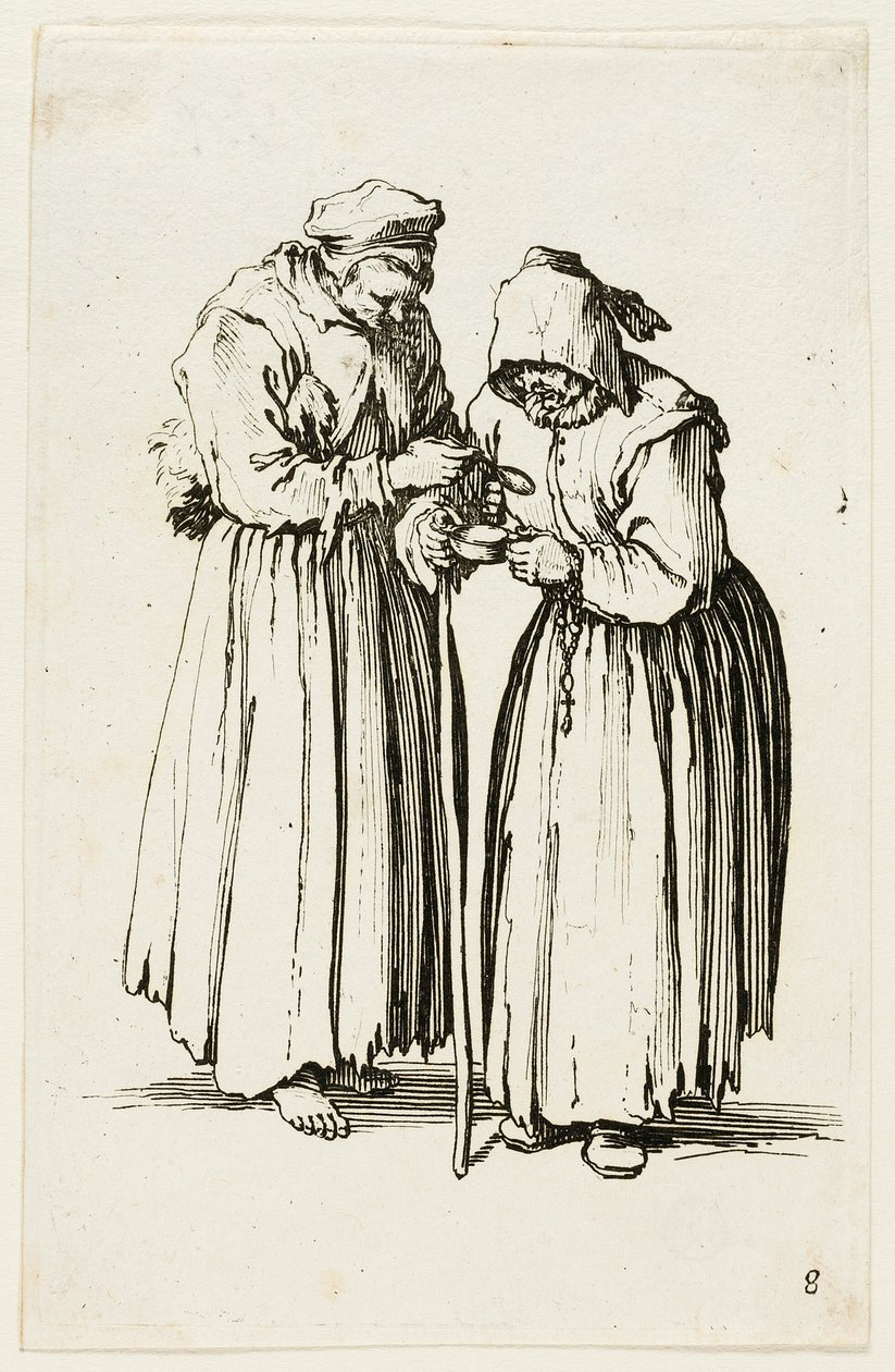 Two Women Beggars, tallerken åtte fra The Beggars av Jacques Callot