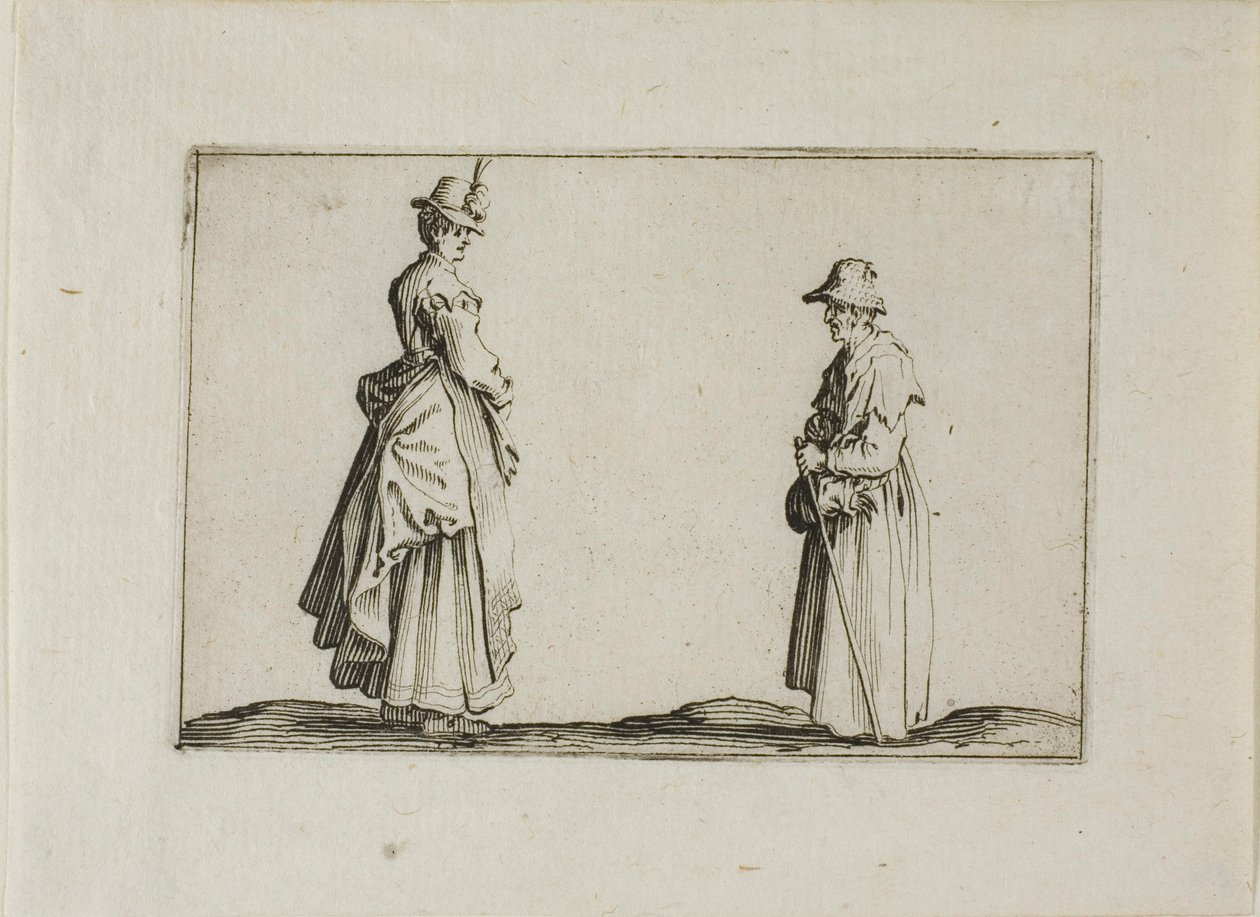 To kvinner i profil, fra The Caprices av Jacques Callot