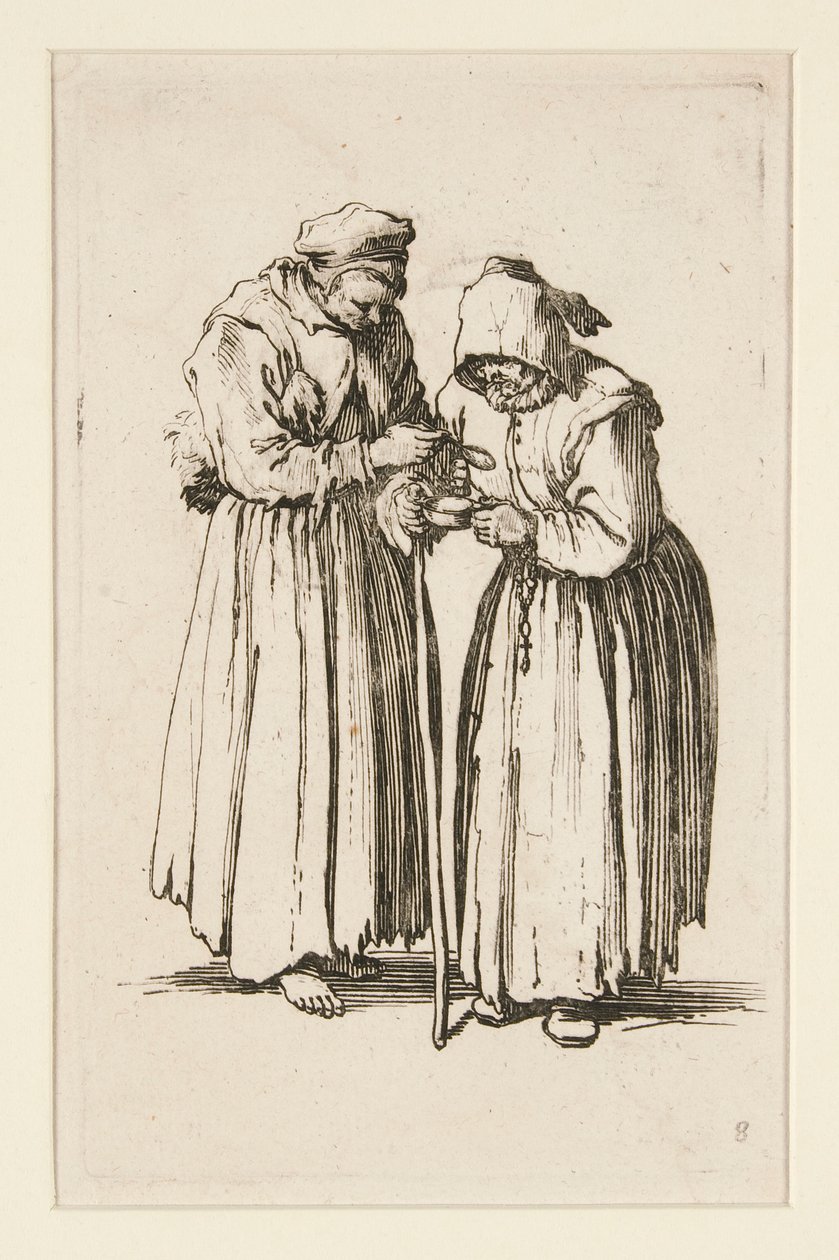 To tiggerkvinner, fra The Beggars (Les deux mendiantes) av Jacques Callot