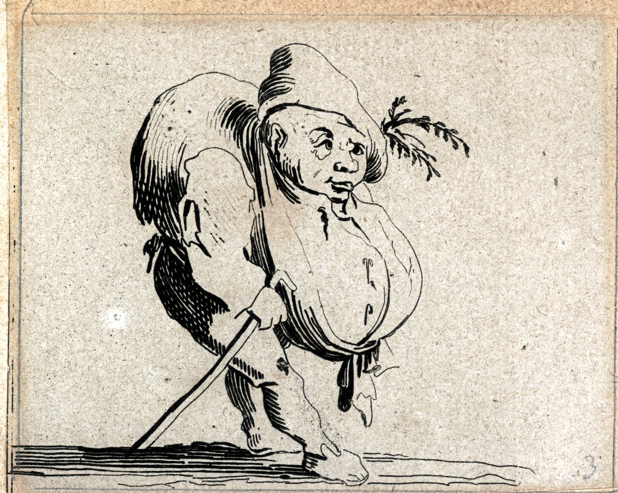 Ulike pukkelryggfigurer … (gravering) av Jacques Callot