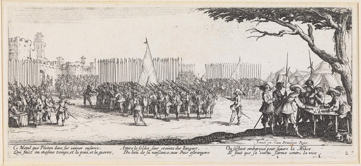 Flagg foran bymurene av Jacques Callot