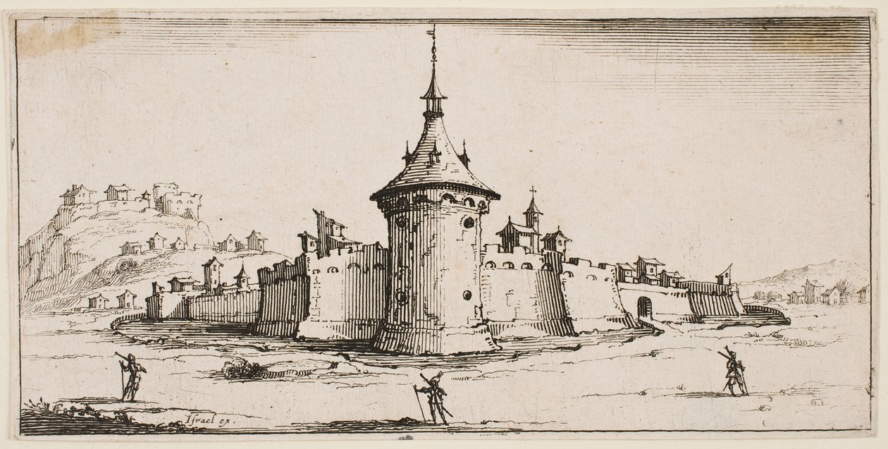 Utsikt over en befestet landsby av Jacques Callot