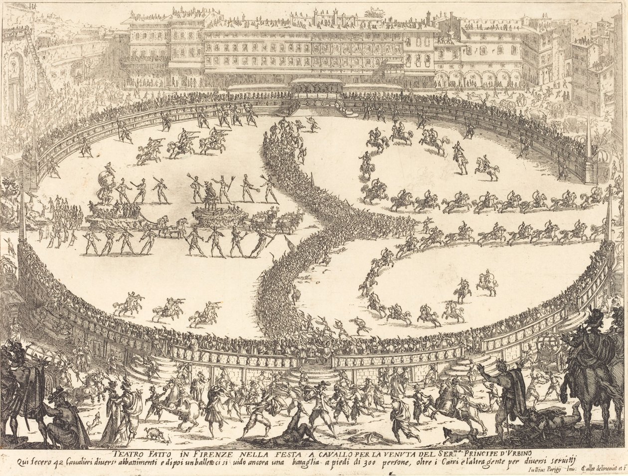 Utsikt over festivalen, 1616. av Jacques Callot