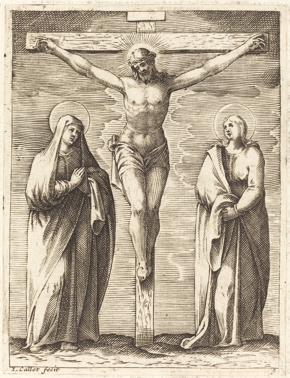 Jomfru og Sankt Johannes ved foten av korset av Jacques Callot