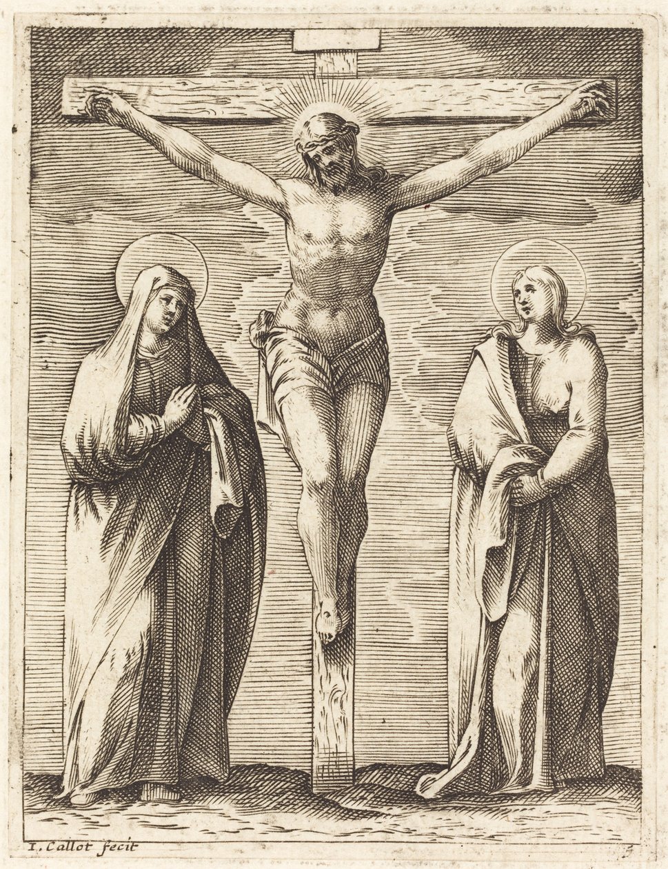 Jomfru Maria og Sankt Johannes ved foten av korset av Jacques Callot