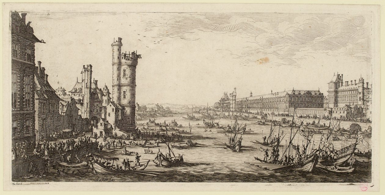 Utsikt over Louvre og den tidligere Porte de Nesle (IFF 667). av Jacques Callot