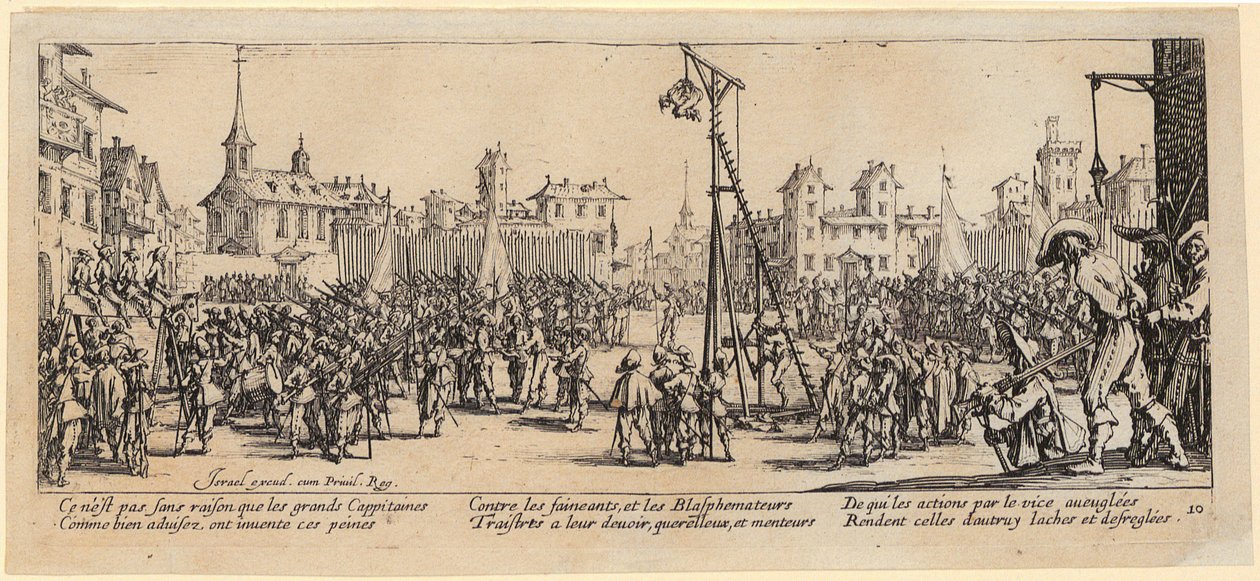 Wippgalgen, blad 10 i serien «Krigens grå» av Jacques Callot