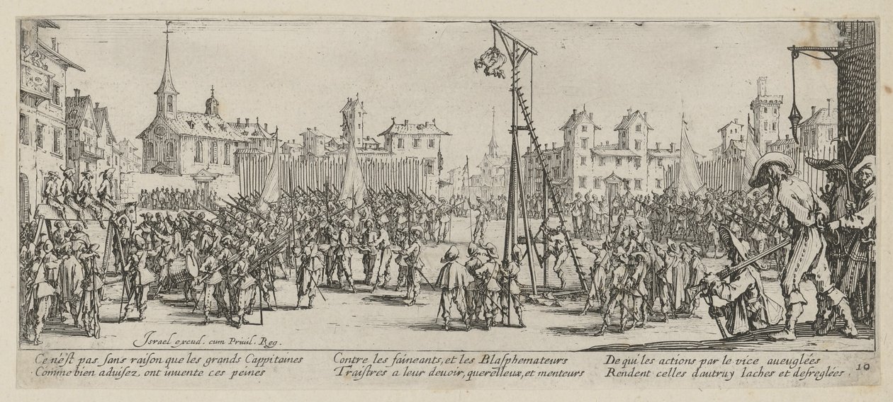 Vippegalgen, blad 10 i serien «Krigens grusomheter» av Jacques Callot