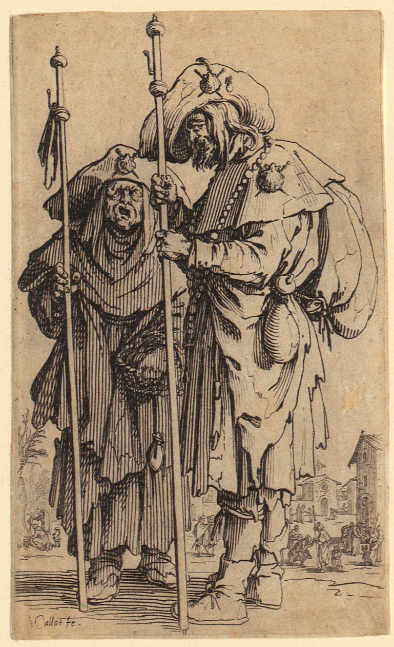 To pilegrimer, tavle 3 fra serien «Tiggerne» av Jacques Callot