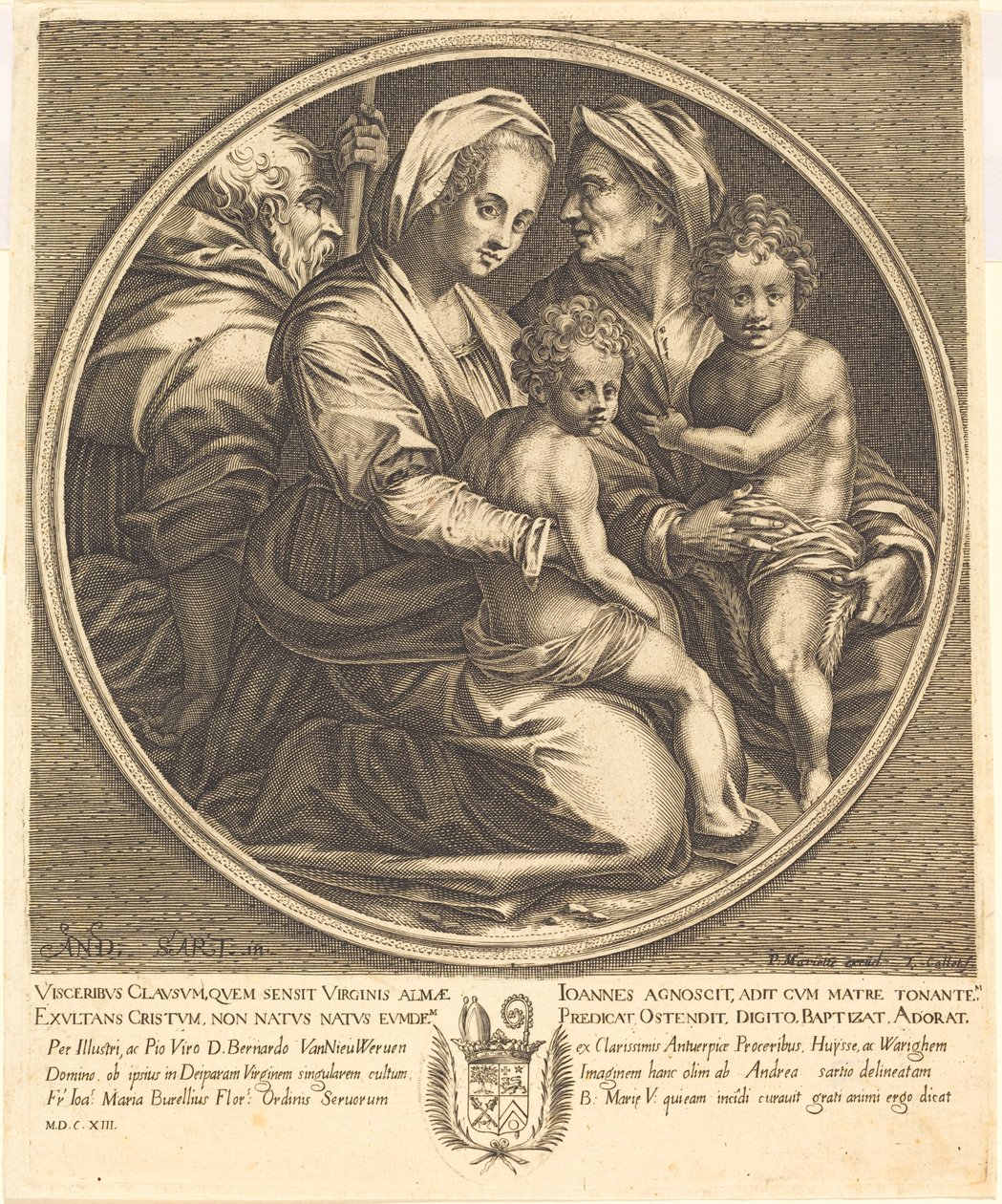 Den hellige familie av Jacques Callot after Andrea del Sarto