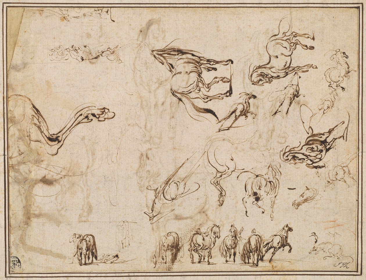 Studier av hester [verso] av Jacques Callot after Antonio Tempesta