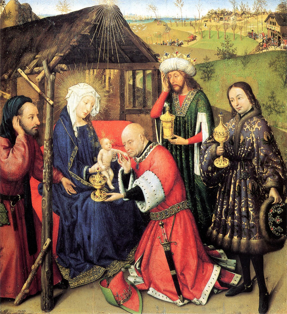 Tilbedelsen av magiene, ca. 1440 av Jacques Daret