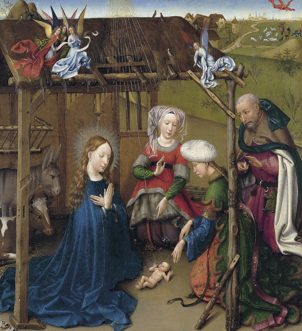 Fødselen, ca 1435 av Jacques Daret