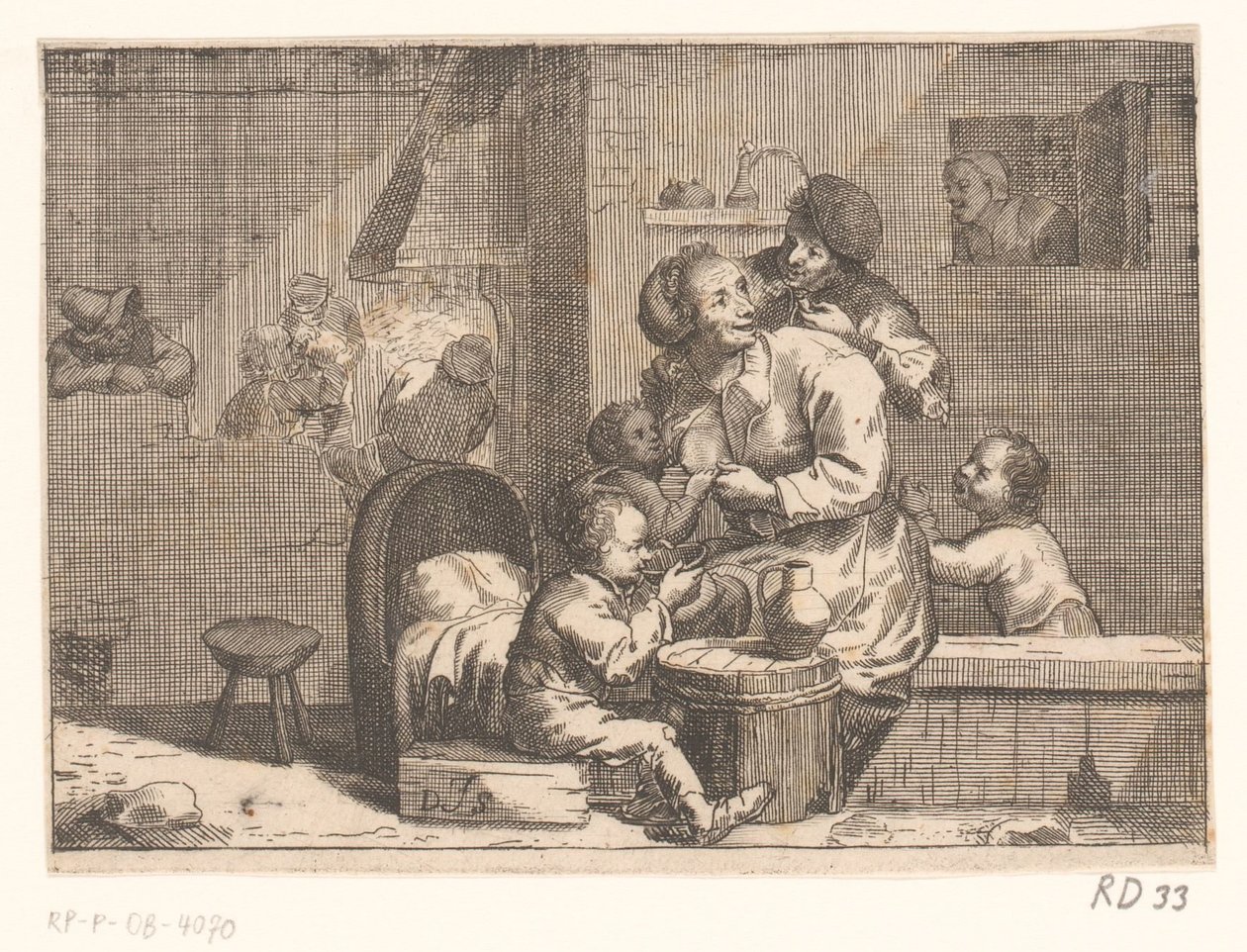 Hjemmescene med barn ved brystet av Jacques Dassonville
