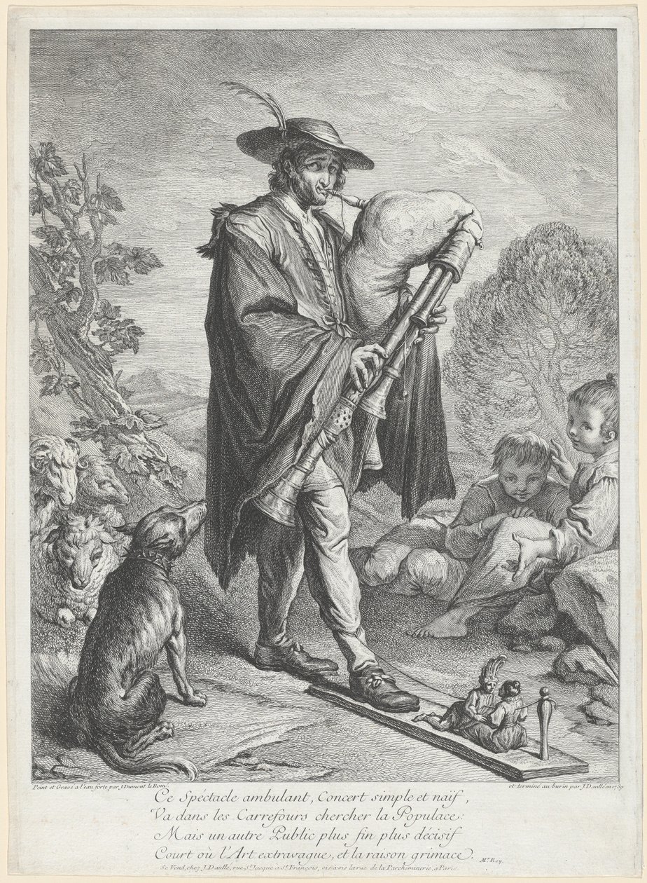 Sekkepipespilleren av Jacques Dumont Le Romain, finished by Jean Daullé