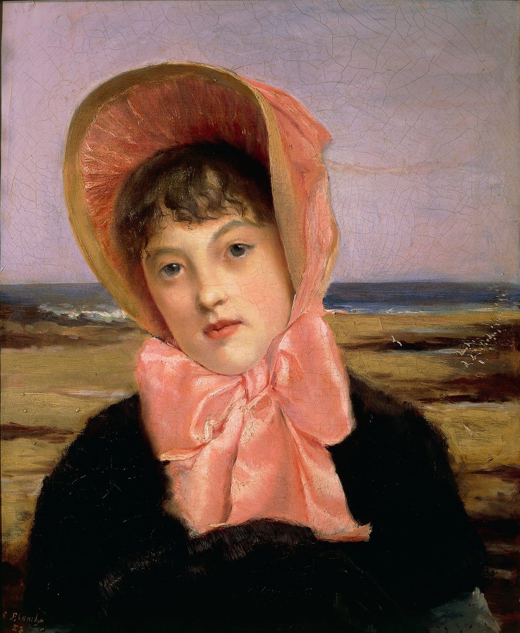 Jente med rosa hatt av Jacques Emile Blanche