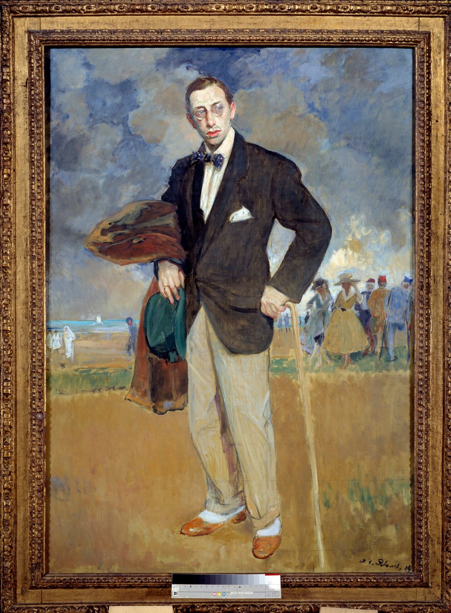 Portrett en pied av Igor Stravinsky (Stravinsky) (1882-1971) komponist. Maleri av Jacques Emile (Jacques-Emile) Blanche (1861-1942) av Jacques Emile Blanche