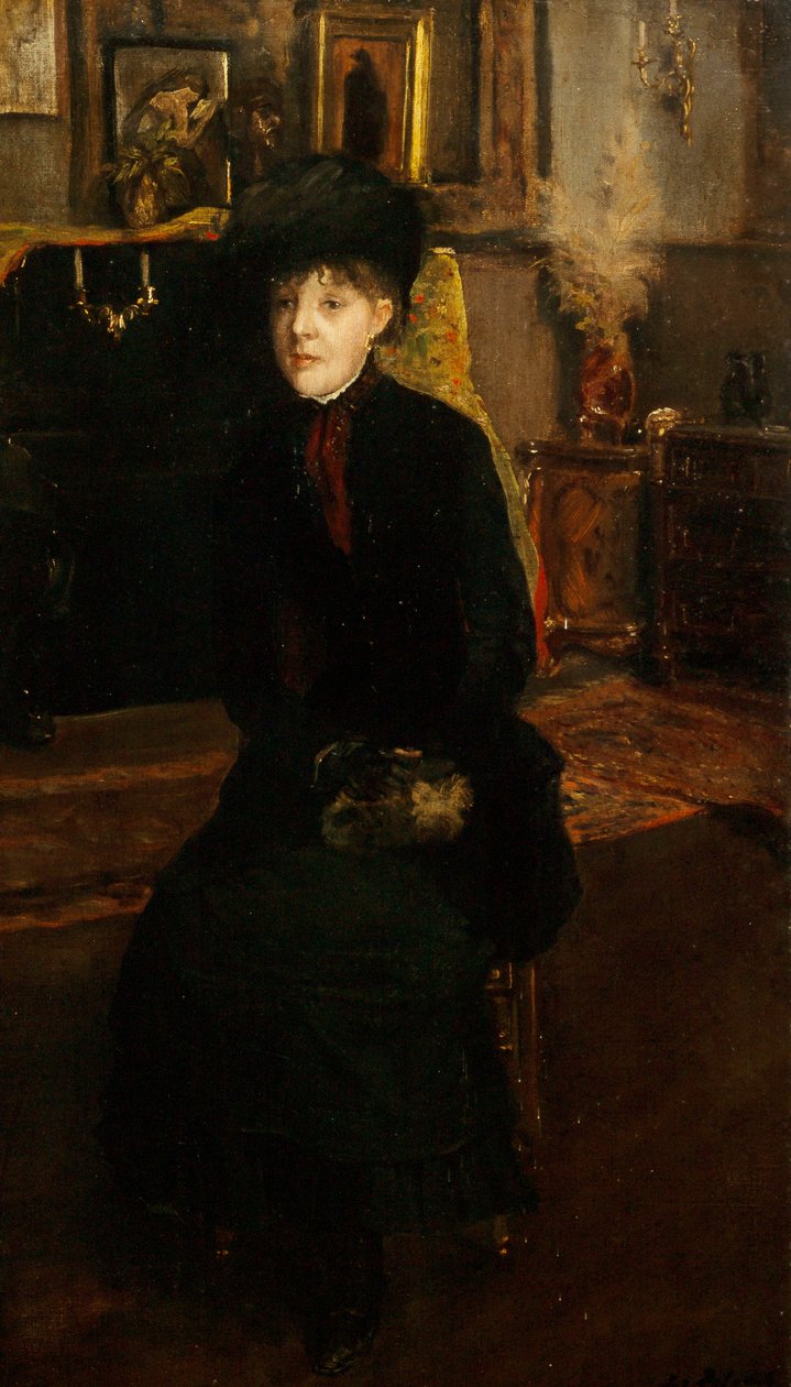 Portrett av Mary Cassatt 1844-1926, 1885. av Jacques Emile Blanche