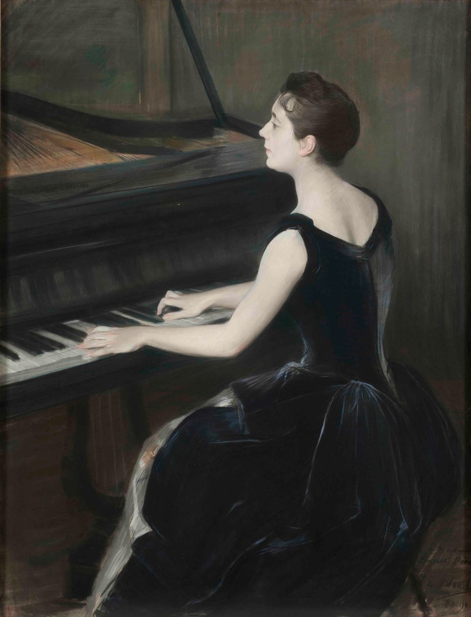 Portrett av pianisten Léontine Bordes-Pène 1858-1924, 1889-1890. av Jacques Emile Blanche