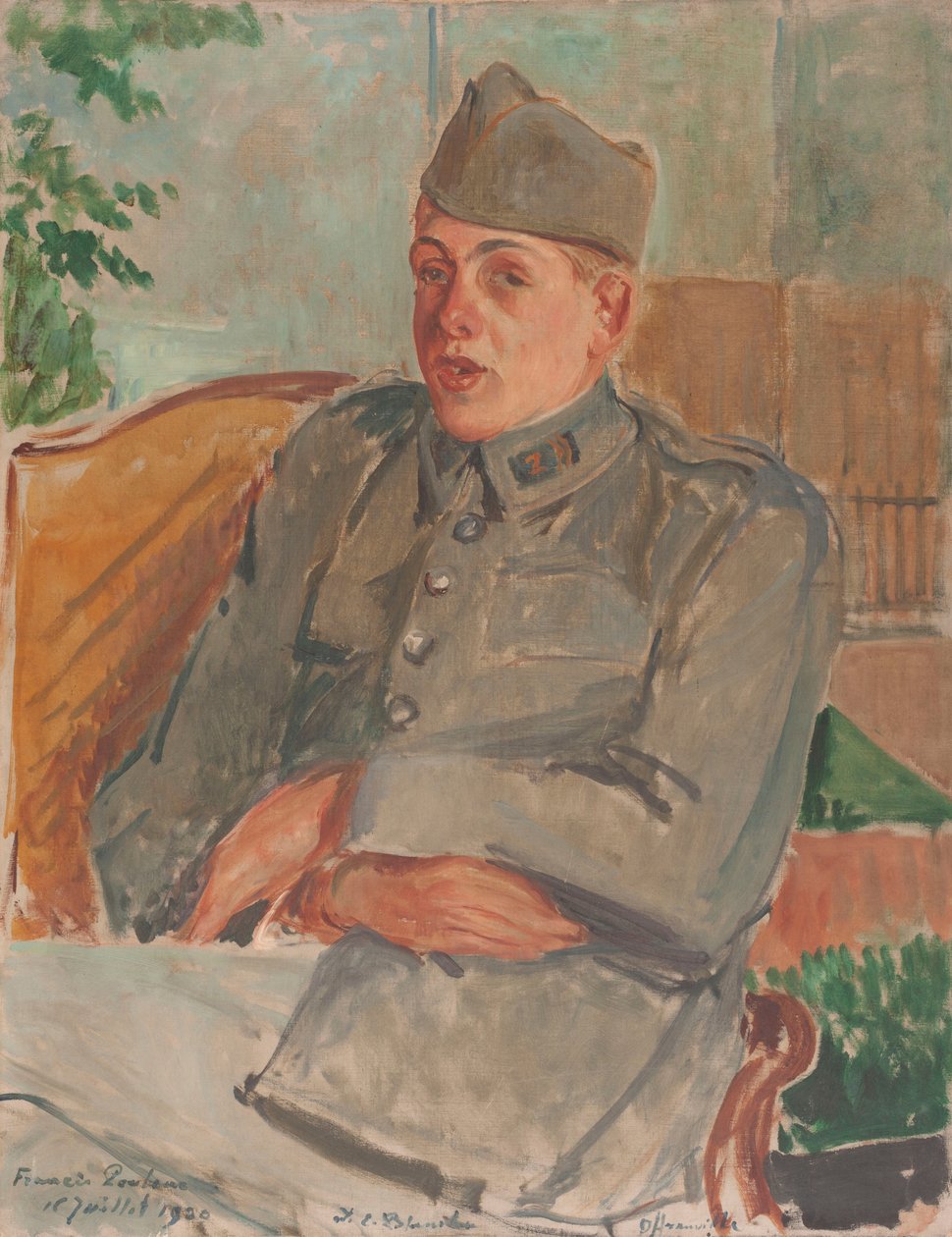 Portrett av pianisten og komponisten Francis Poulenc 1899-1963, 1920. av Jacques Emile Blanche