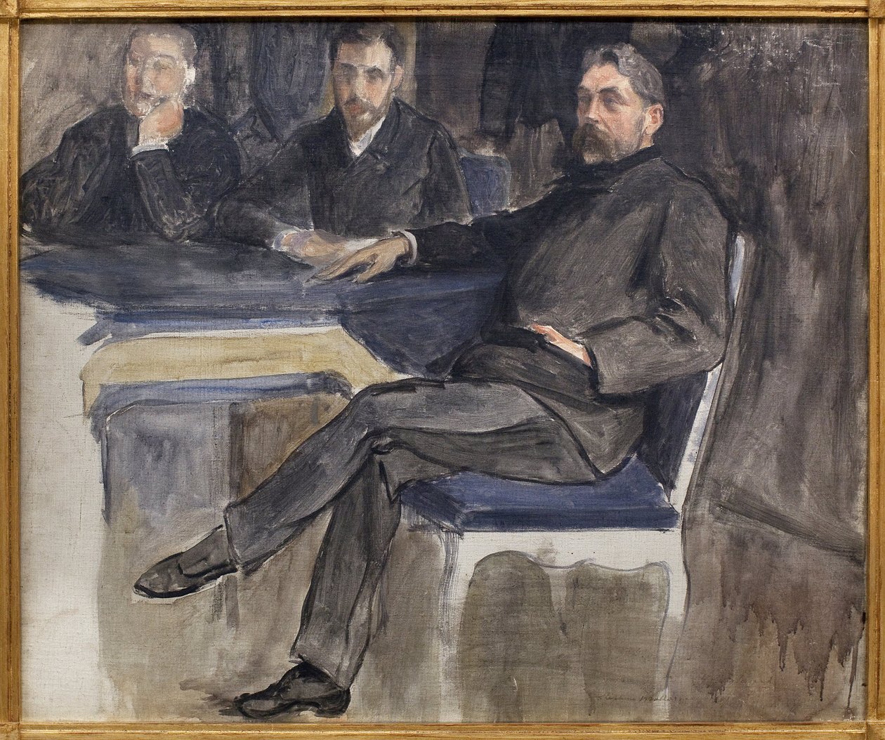Studer for portrettet av Stephane Mallarme (1842-1898) og vennene hans fra La Revue Independante. Maleri av Jacques Emile Blanche (1861-1942), olje på lerret av Jacques Emile Blanche
