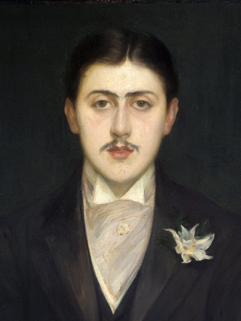 detalj av portrettet av Marcel Proust (1871-1922), fransk forfatter. Maleri av Jacques Emile (Jacques-Emile) Blanche (1861-1942), olje på lerret av Jacques Emile Blanche