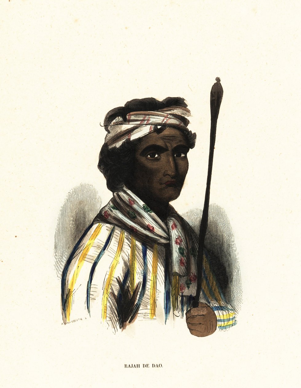 Make-Tetti, Raja of Dao, Maluku-øyene, Indonesia av Jacques Etienne Victor (after) Arago