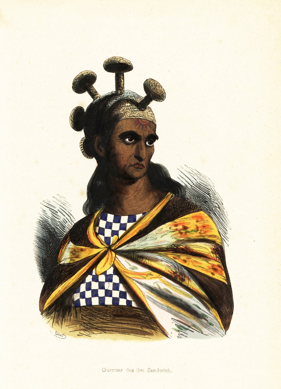 Kriger fra Hawaii-øyene av Jacques Etienne Victor (after) Arago