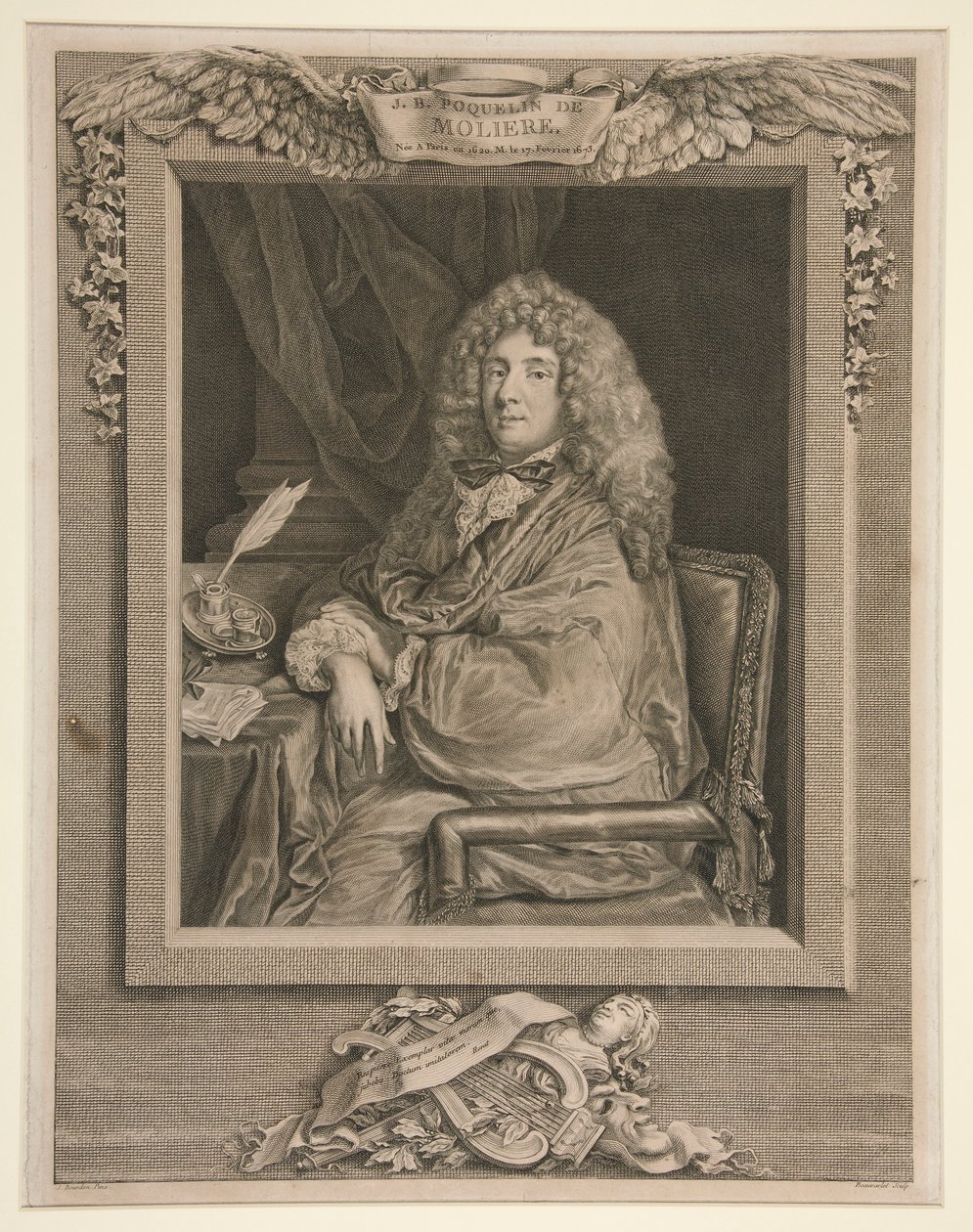 Portrett av Moli?re av Jacques Firmin Beauvarlet