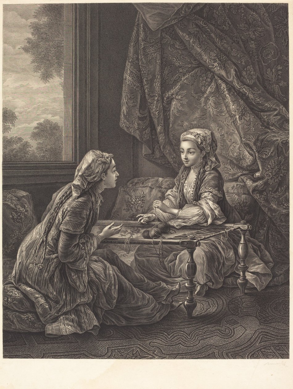 La Confidence av Jacques Firmin Beauvarlet after Carle Van Loo
