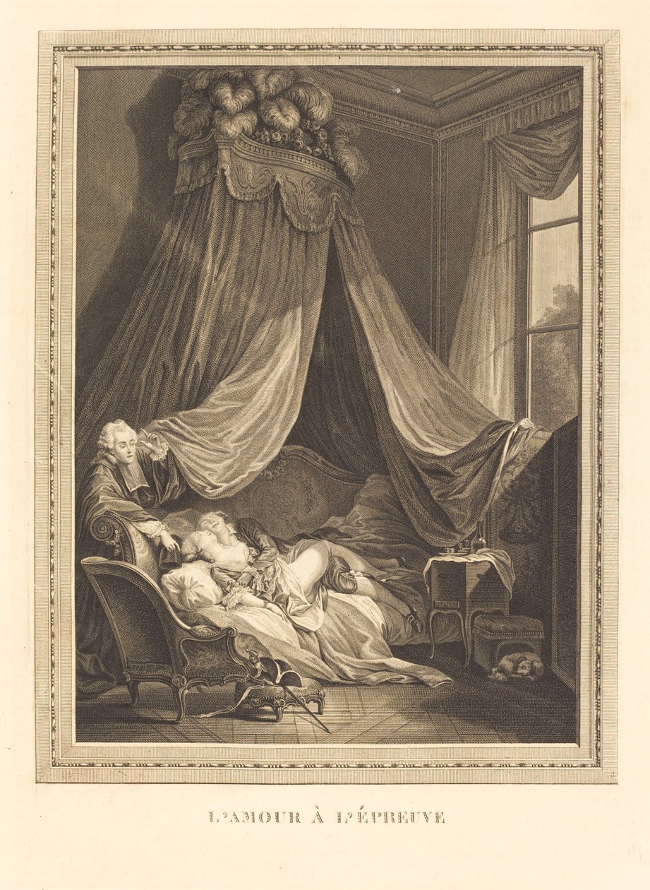 Kjærlighet på prøve av Jacques Firmin Beauvarlet after Pierre Antoine Baudouin