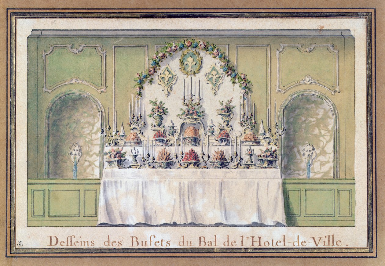 Buffet for en ball på Hotel de Ville, Paris, 1745 av Jacques François Blondel