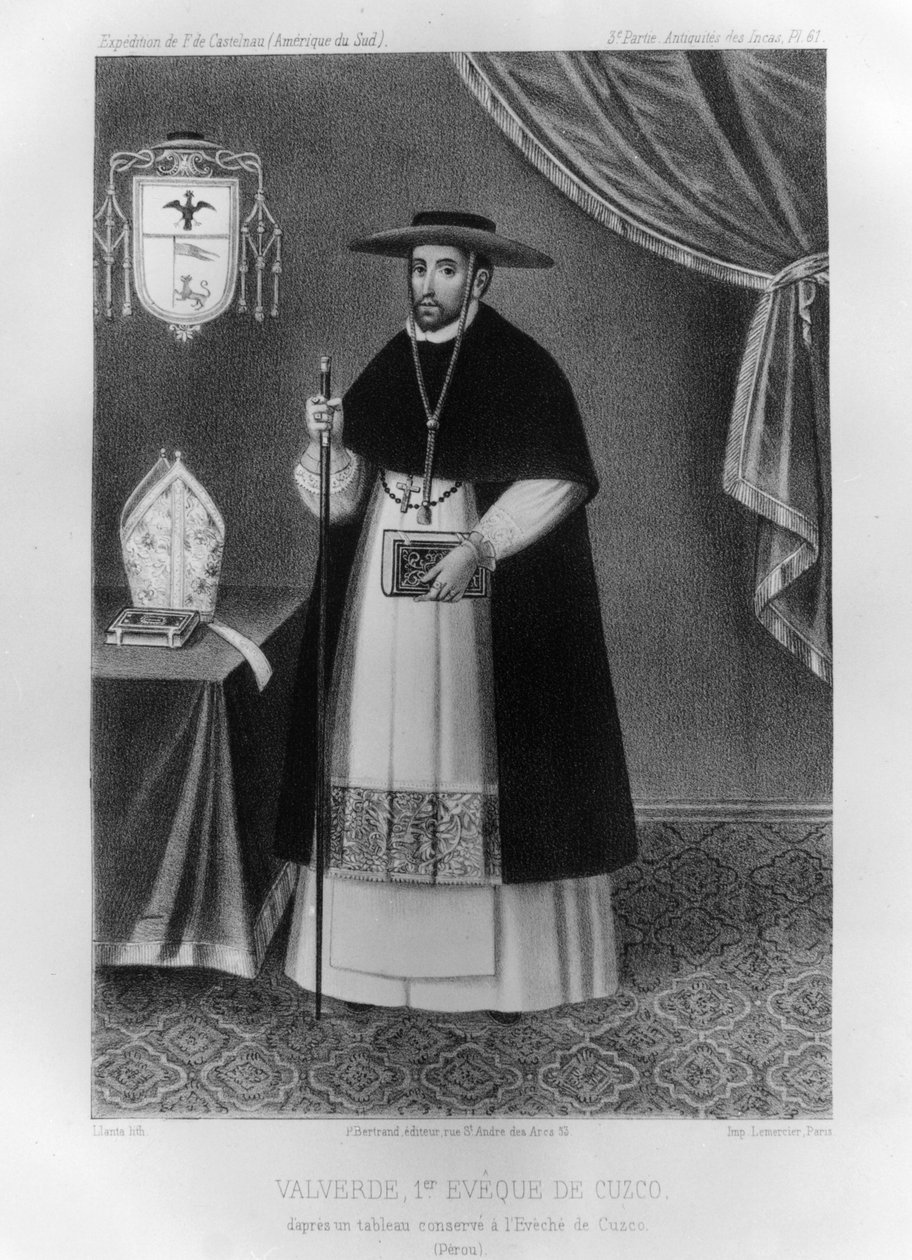 Vincente de Valverde, første biskop av Cuzco, 1852. av Jacques Francois Gauderique Llanta