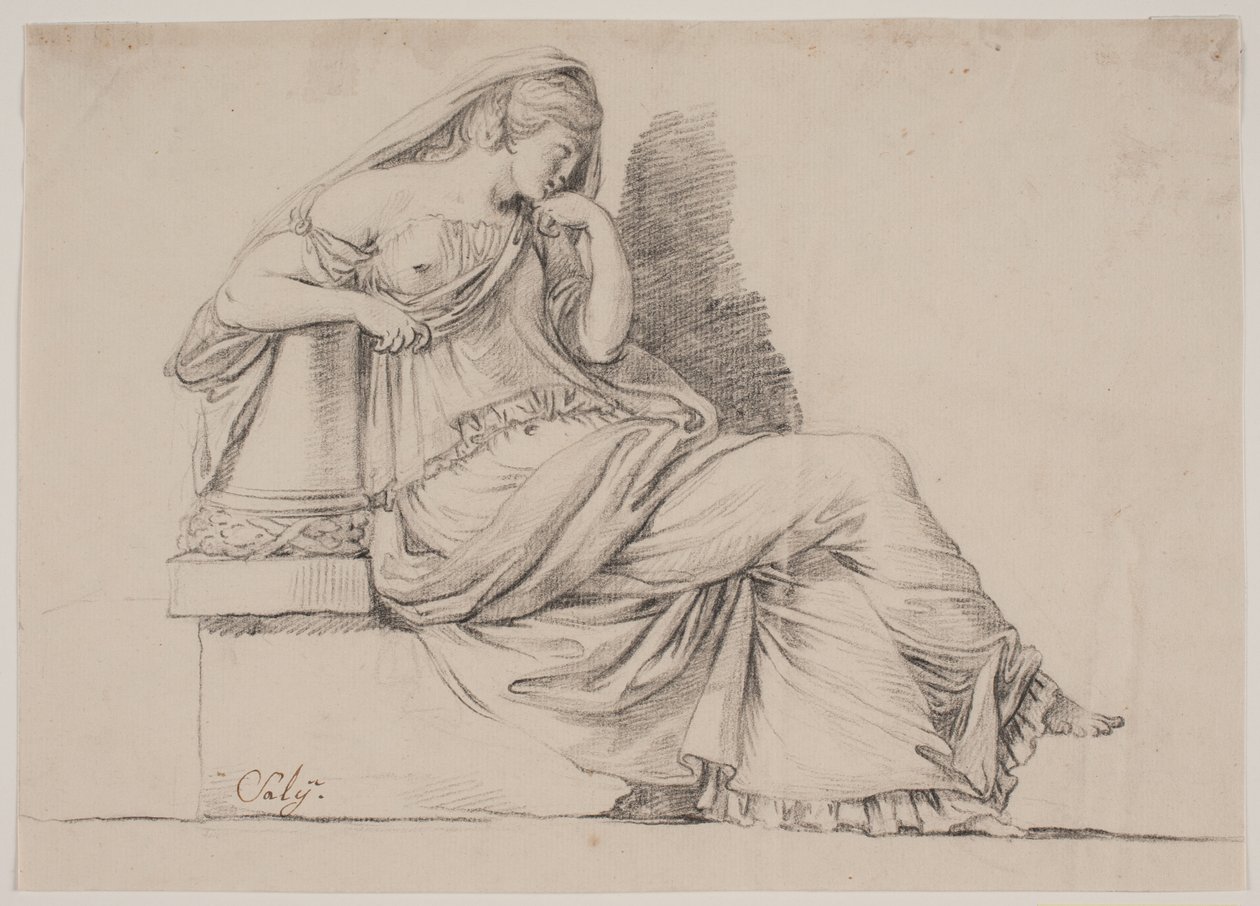Allegori. Sørgende kvinneskikkelse av Jacques Francois Joseph Saly