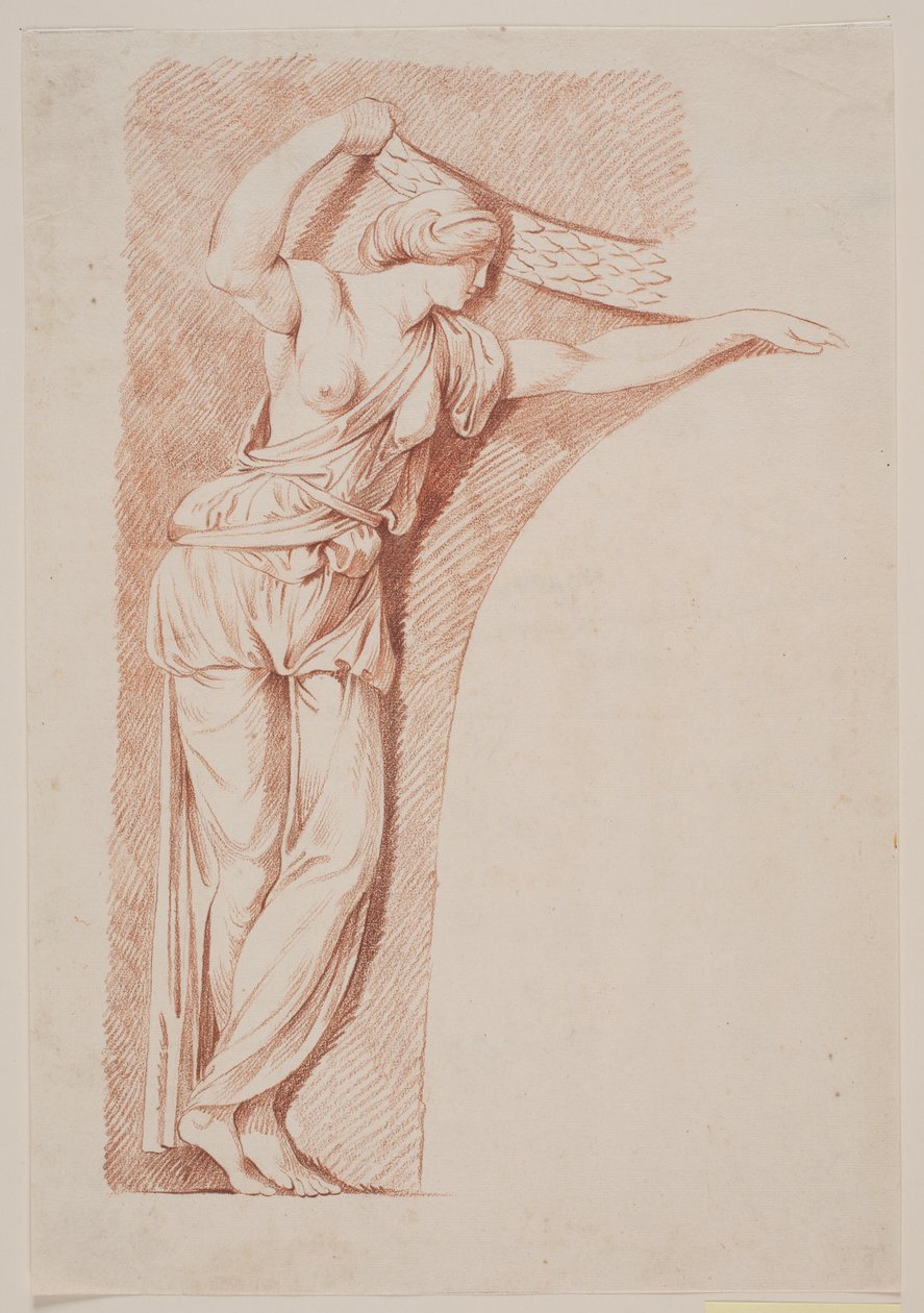 Kvinnefigur i klassisk drakt plassert i en nisje av Jacques Francois Joseph Saly