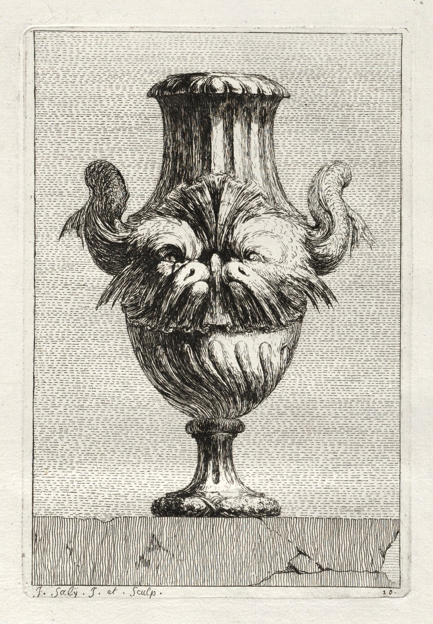 Suite med vaser: Plate 10, 1746. av Jacques Francois Joseph Saly