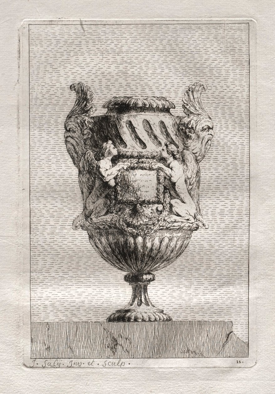 Suite med vaser: Plate 11, 1746. av Jacques Francois Joseph Saly